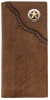 3D Belt Company W204 Brown Wallet with Smooth Inlay Trim  with Round Star Concho